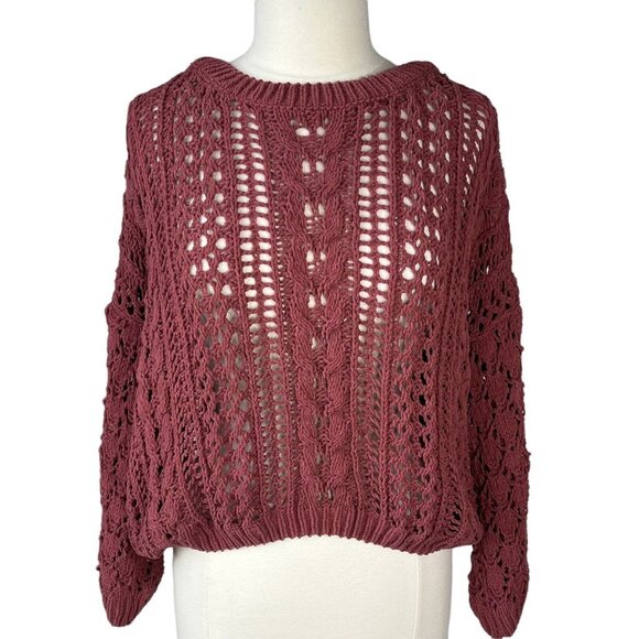Elodie Chunky Knit Sweater Womens XS Pink Loose Knit Winter - Picture 1 of 7